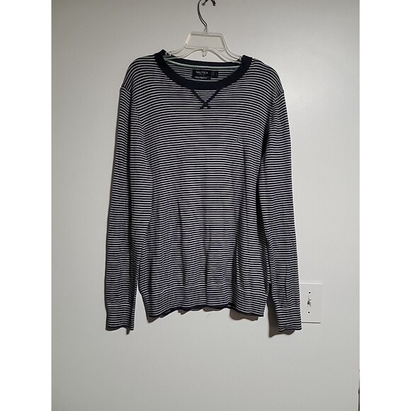 Nautica Luxury Performance MENS CREW NECK SWEATER Blue Cotton Modal Blend Sz L - Picture 2 of 6